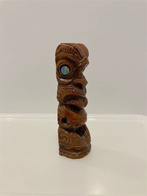 Maori Tiki God Resin Statue Paua Shell Eyes Vintage 90s New Etsy