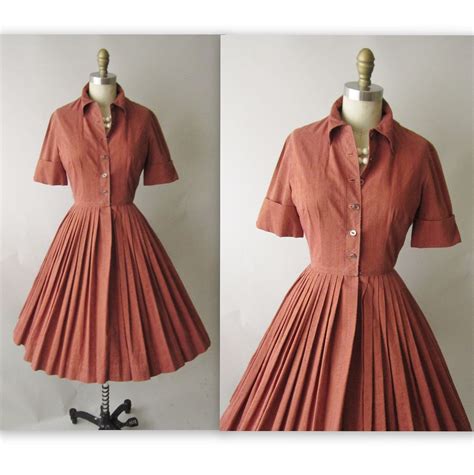 Love 50 S Shirtwaist Dress 1950 S Vintage Nubby By TheVintageStudio