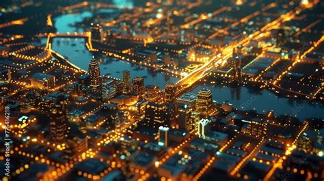 Aerial Night View Of Green Bay Wisconsin Usa Modern City Lights