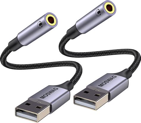 USB to 3.5mm Jack Audio Adapter,USB to Aux Cable with TRRS 4-Pole ...