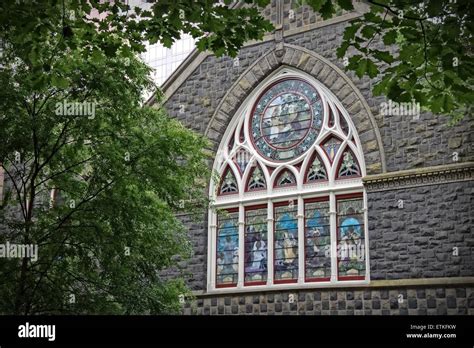 Stained glass scene on the Trinity Episcopal cathedral, Portland Stock ...