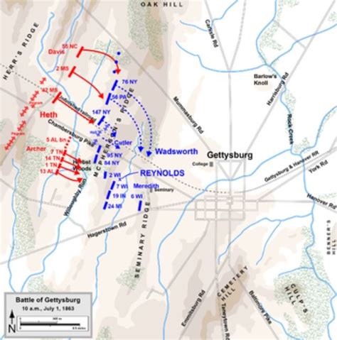 July 1 Battle Of Gettysburg Gettysburg Map Gettysburg