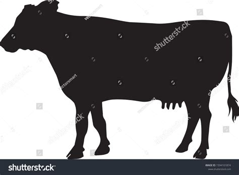 Black Silhouette Cow On White Background Stock Vector (Royalty Free ...