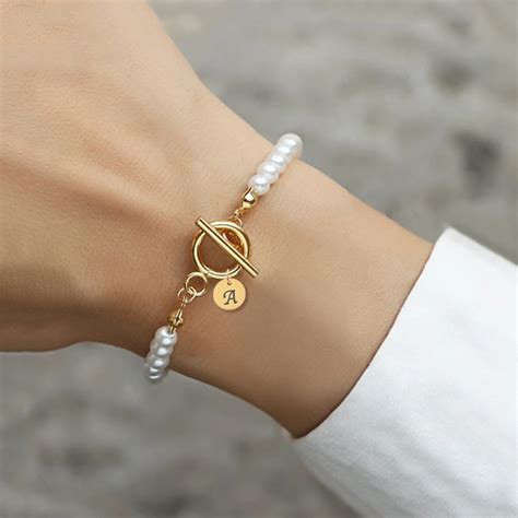 Pulsera Cl Sica Con Letras Iniciales Para Mujer Cierre De Palanca De