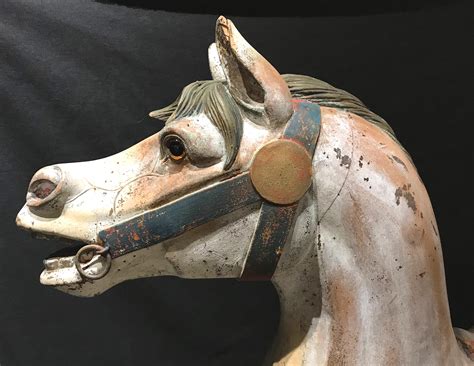 Philadelphia Toboggan Co Polychrome Carved Wooden Carousel Horse At