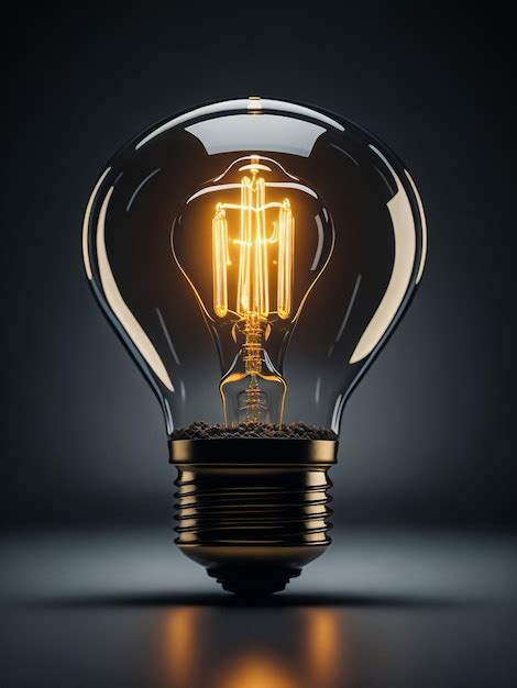 Premium AI Image Tungsten Light Bulb Lit On Black Background