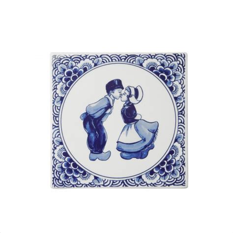 Original Delft Blue Dutch Porcelain Tile With Kissing Couple Etsy