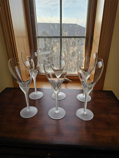 Set Of 6 Antique Satin By Towle Crystal Water Goblet 95 Tall Made In Romania Etsy