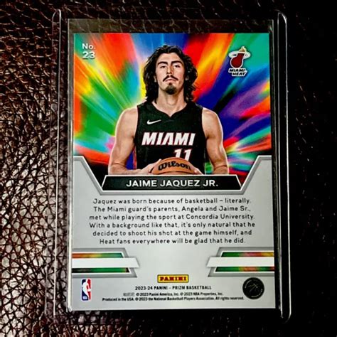 2023 24 PANINI PRIZM 23 Jaime Jaquez Jr RC Instant Impact Miami Heat