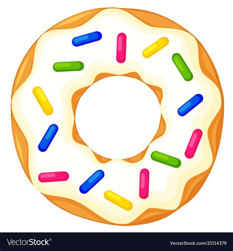 Colorful cartoon donut with sprinkles top view Vector Image