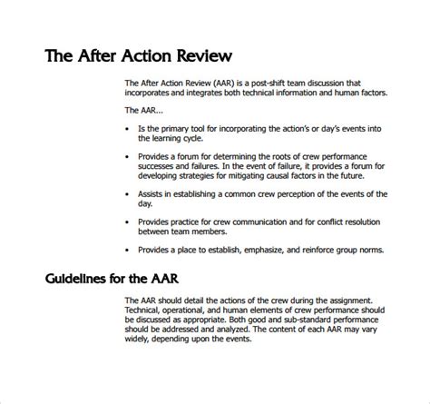 Military After Action Report Template