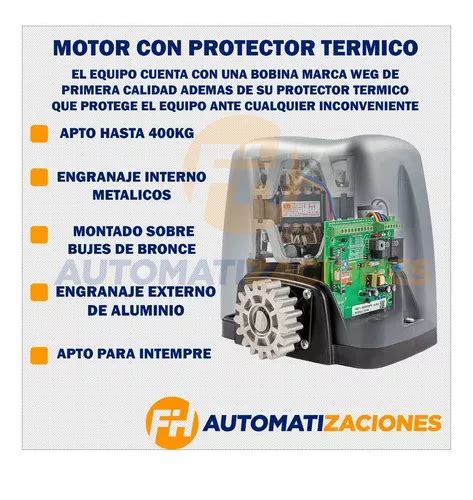 Kit Motor Portón Electrico Corredizo 400kg 3 Controles Rossi en venta