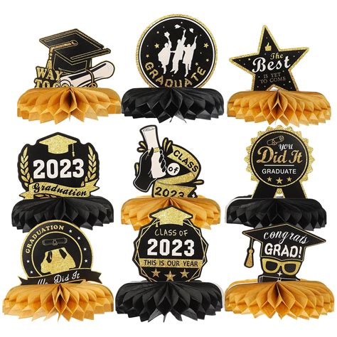 9pcs Graduation Party Decorations Graduation Season Honeycomb ...