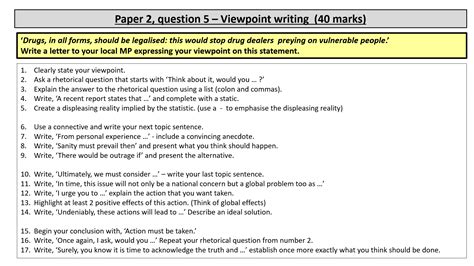 Paper 2 Question 5 Good Langauge Techniques English Language Paper 2 Question 5 Viewpoint