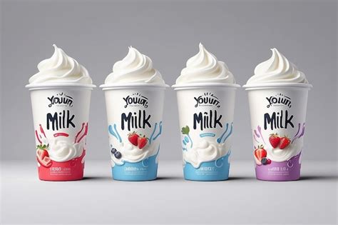 Premium Photo Set Of Yougurt Brand New Packaging Isolated Design For