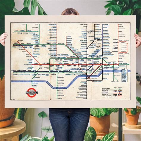 Vintage London Underground Map Print Antique London Tube Wall | Etsy