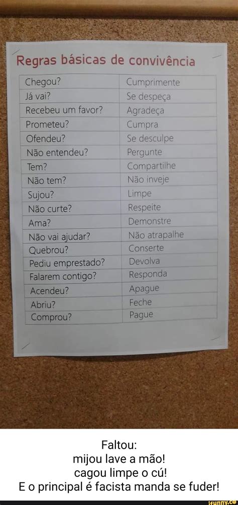 Regras B Sicas De Conviv Ncia Chegou J Vai Recebeu Um Favor