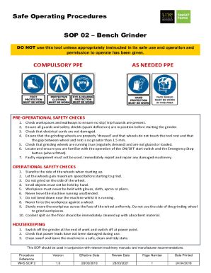 Fillable Online Safety Operating Procedure Angle Grinder University