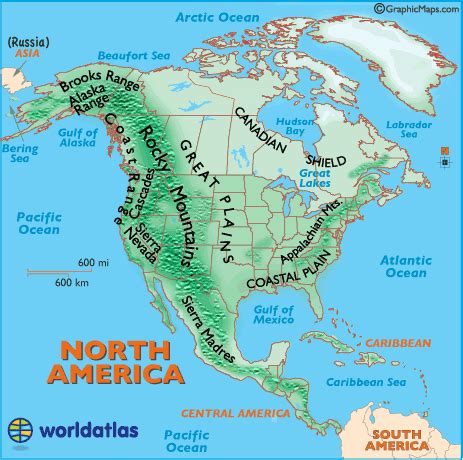 North America Mountain Ranges Map - Cities And Towns Map