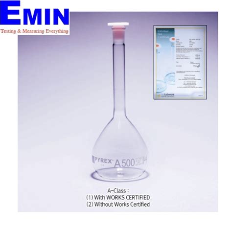 Pyrex Py 3151 20WC A Class PE Stoppered Volumetric Flask 500ml EMIN