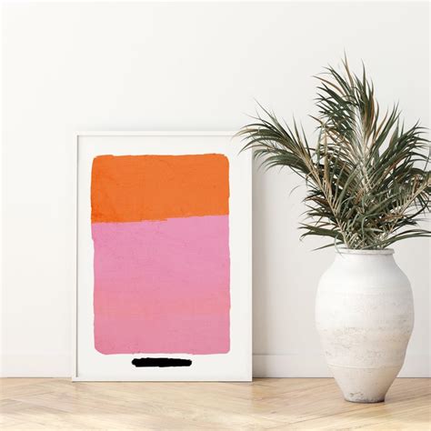 Orange And Pink Abstract Art Print Living Room Art Bright Etsy In