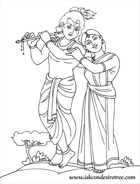 Radha Krishna Coloring Pages - Learny Kids