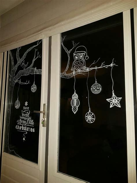 Christmas Window Decoration With Chalk Christmas Window Christmas