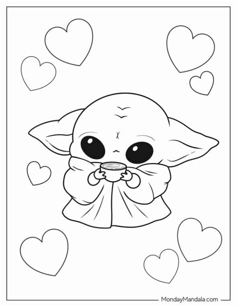 Baby Yoda Coloring Pages (Free PDF Printables) | Animales dibujos para