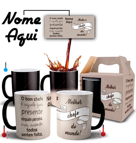 Caneca Mágica Melhor Chefe do Mundo Nome Personalizado Elo7