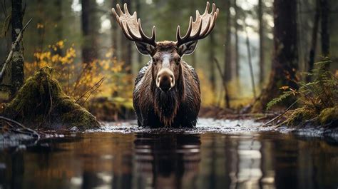 Premium Ai Image Moose In Its Natural Habitat Wildlife Photography