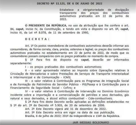 Decreto Obriga Postos A Exibir Pre O Dos Combust Veis Antes E Depois De