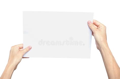 Women S Hands Holding A Blank Sheet Of Paper Stock Photo Image Of