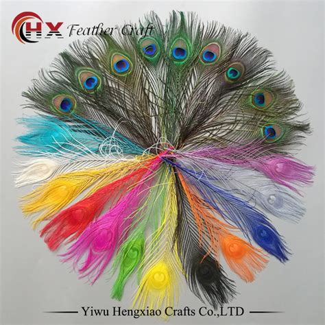 Wholesale 50pcs Lot 25 30cm Dyed And Purple Natural Peacock Feathers