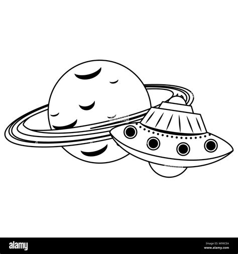 universe space galaxy astronomy cartoon in black and white Stock Vector ...