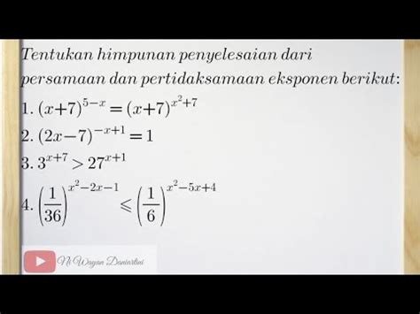 Persamaan Dan Pertidaksamaan Eksponen Matematika Peminatan Kelas X MIA