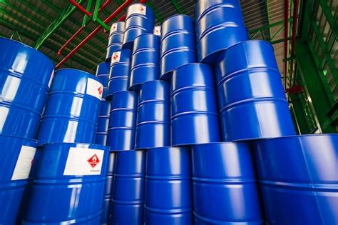 Premium Photo Oil Barrels Blue Or Chemical Drums Vertical