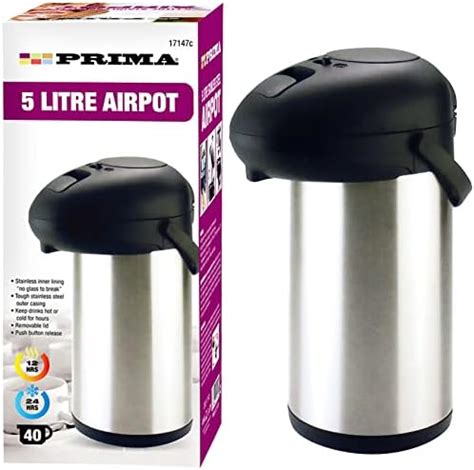 L Prima Professional Stainless Steel Airpot Hot Cold Drinks Tea Coffee Vacuum Flask Jug