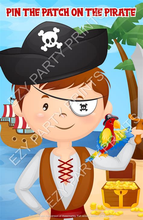 Pin The Patch On The Pirate Printable Game Instant Download Etsy