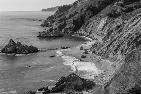 Coastline In California Black And White Photograph By John Mcgraw