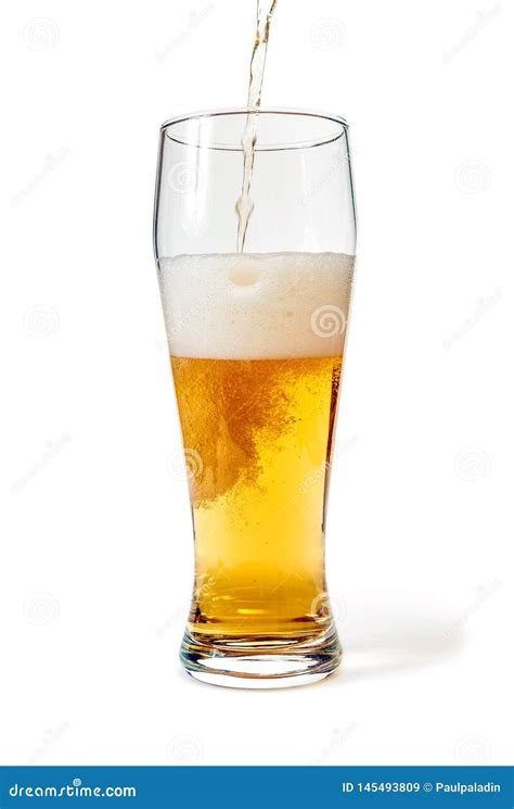 Pint Glass Filled With Beer Isolated With Clipping Path Stock Image Image Of Bubbles Spill