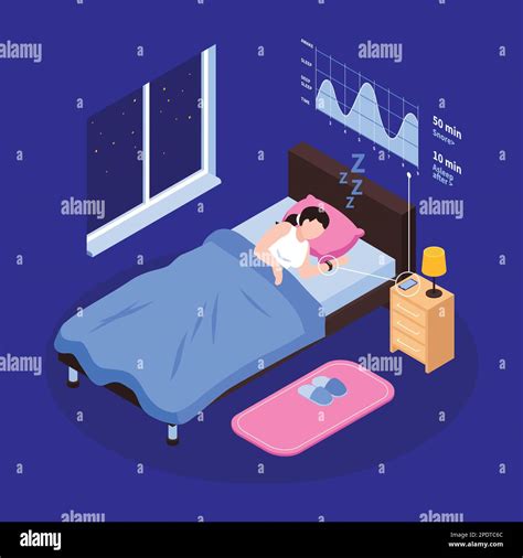 Healthy Sleep Night Concept With Good Dream Symbols Isometric Vector