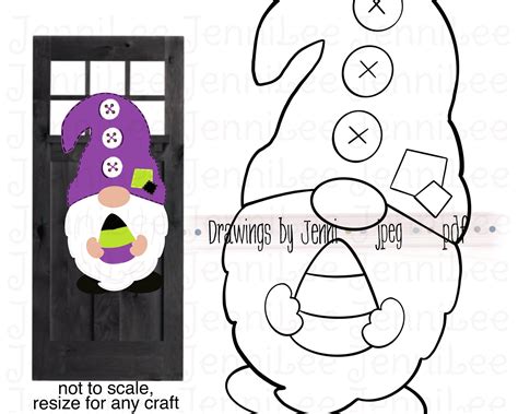 Halloween Gnome Door Hanger Template Halloween Gnome Stencil Etsy