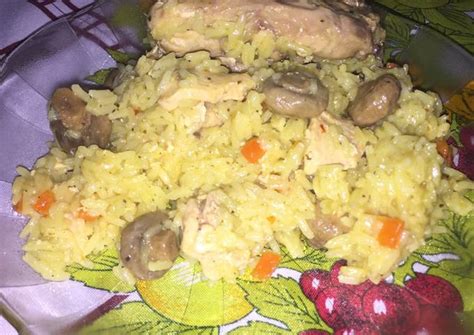 Arroz amarillo con pollo y champiñón Receta de Andy Creación Y