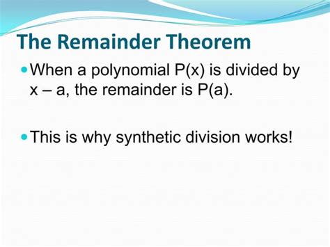 2 2 Synthetic Division Remainder And Factor Theorems Ppt Free Download