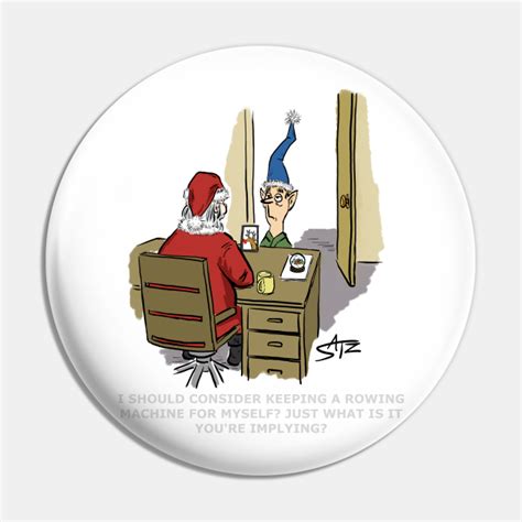 Funny Santa and Elf cartoon - Santa - Pin | TeePublic