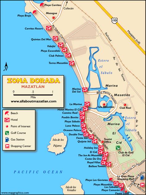 Mazatlan Hotel Zone Map