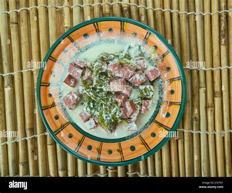 Samoan Coconut Creamed “Spinach” - Palusami. Samoa cuisine Stock Photo ...