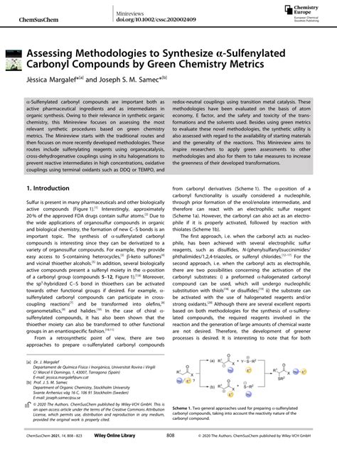 PDF Assessing Methodologies to Synthesize αSulfenylated Carbonyl