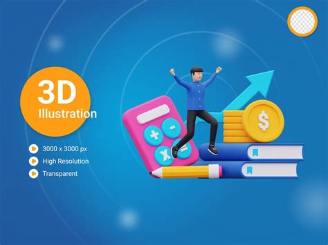 Premium Psd D Businessman Doing Financial Accounting Illustration