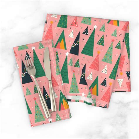 Holiday Trees Pink Cloth Napkin Shutterfly